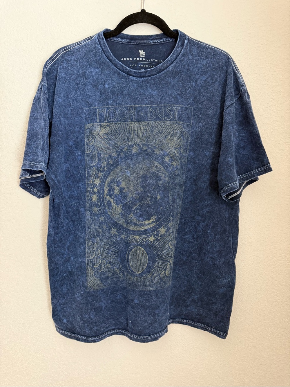Junk Food Clothing | Moon Dust Graphic Tee in Mineral Blue